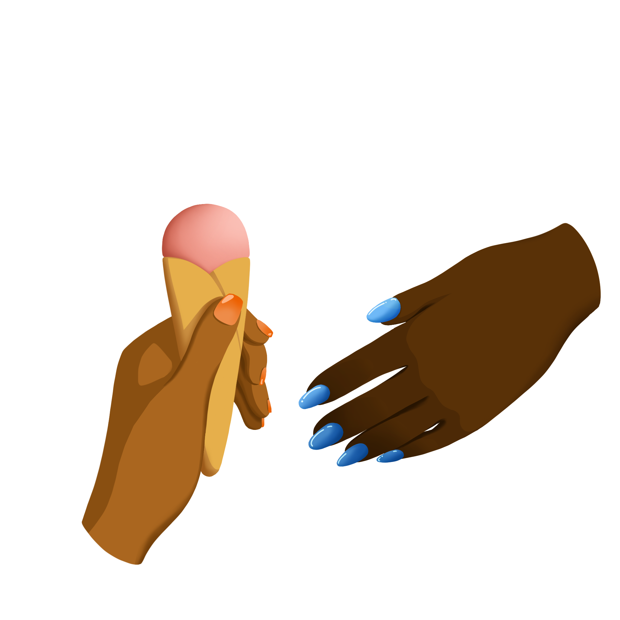 Illustration of person holding out hand to receive ice cream